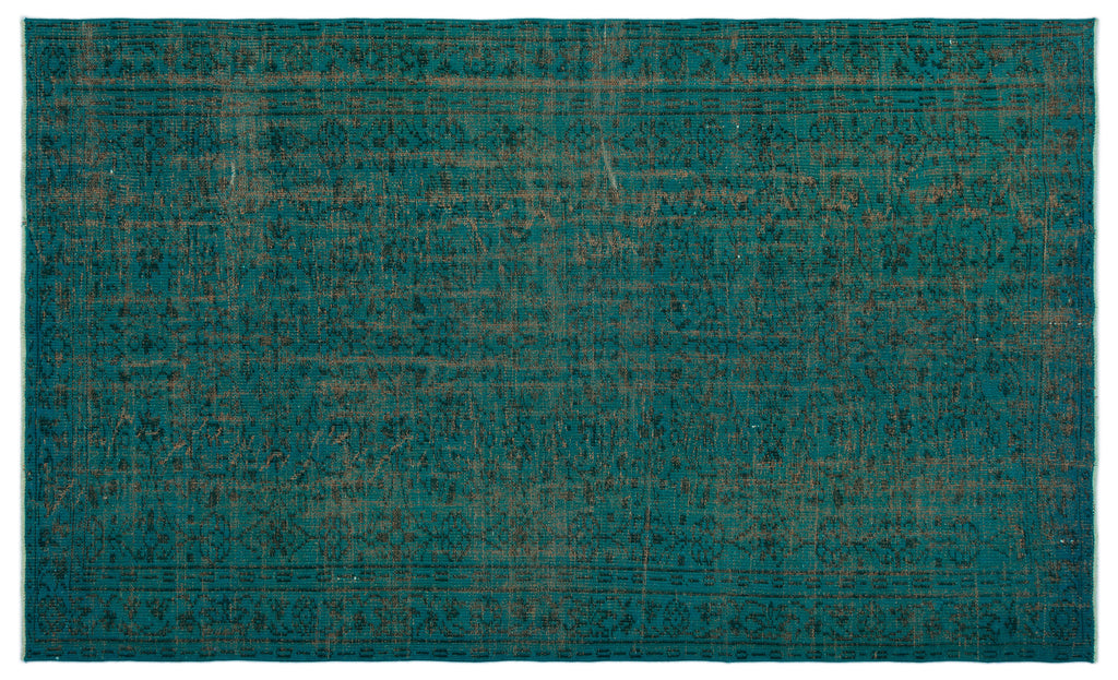 Turquoise  Over Dyed Vintage Rug 5'6'' x 8'11'' ft 167 x 273 cm