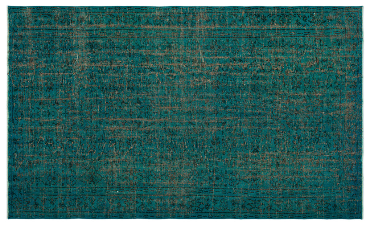 Turquoise  Over Dyed Vintage Rug 5&#39;6&#39;&#39; x 8&#39;11&#39;&#39; ft 167 x 273 cm