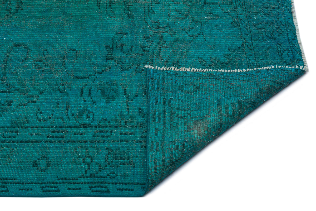 Turquoise  Over Dyed Vintage Rug 5&#39;9&#39;&#39; x 8&#39;8&#39;&#39; ft 175 x 263 cm
