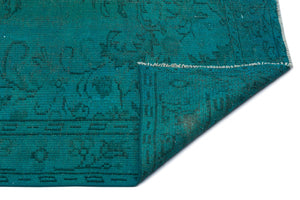Turquoise  Over Dyed Vintage Rug 5'9'' x 8'8'' ft 175 x 263 cm