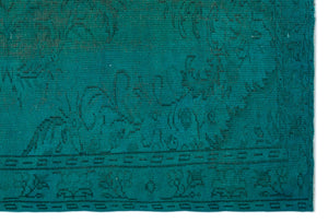 Turquoise  Over Dyed Vintage Rug 5'9'' x 8'8'' ft 175 x 263 cm