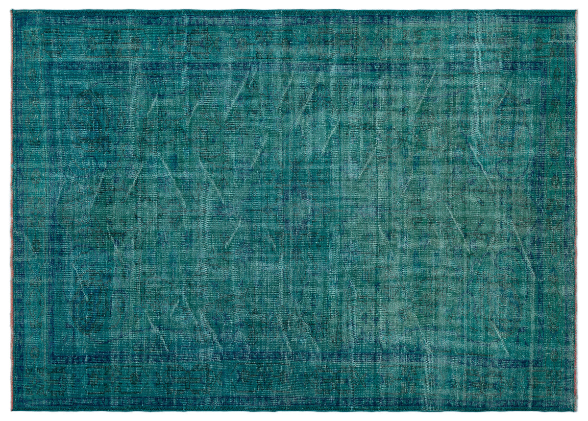 Turquoise  Over Dyed Vintage Rug 6&#39;3&#39;&#39; x 8&#39;6&#39;&#39; ft 190 x 258 cm