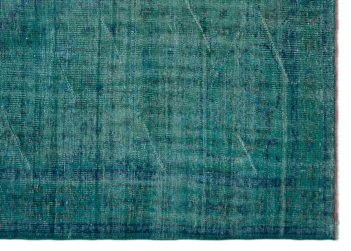 Turquoise  Over Dyed Vintage Rug 6&#39;3&#39;&#39; x 8&#39;6&#39;&#39; ft 190 x 258 cm