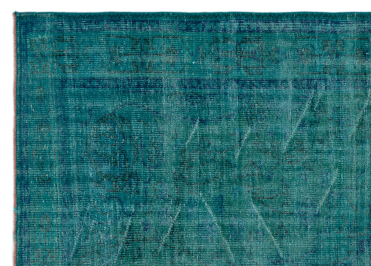Turquoise  Over Dyed Vintage Rug 6&#39;3&#39;&#39; x 8&#39;6&#39;&#39; ft 190 x 258 cm