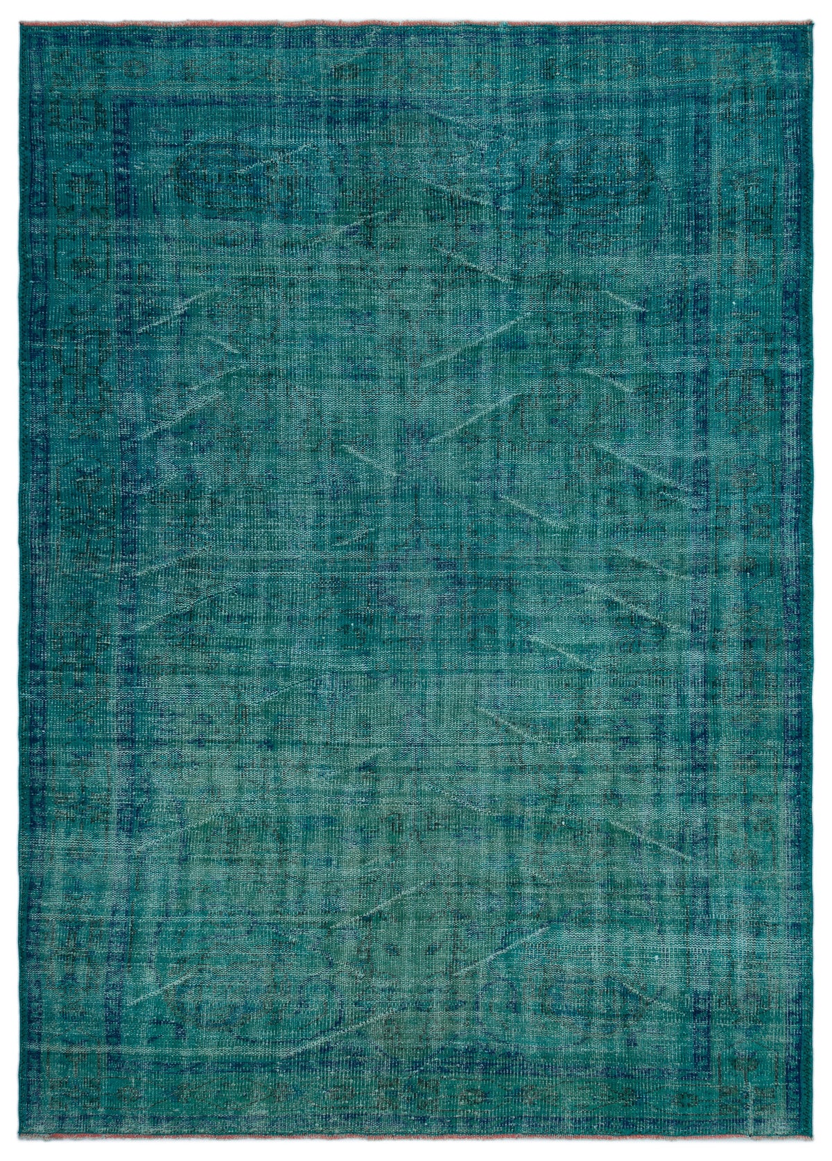 Turquoise  Over Dyed Vintage Rug 6&#39;3&#39;&#39; x 8&#39;6&#39;&#39; ft 190 x 258 cm