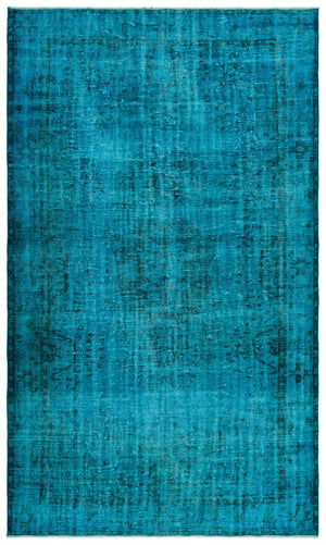 Turquoise  Over Dyed Vintage Rug 6'1'' x 10'3'' ft 186 x 313 cm
