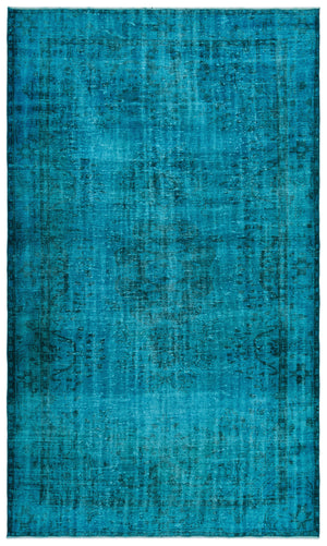 Turquoise  Over Dyed Vintage Rug 6'1'' x 10'3'' ft 186 x 313 cm