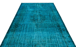 Turquoise  Over Dyed Vintage Rug 6'1'' x 10'3'' ft 186 x 313 cm