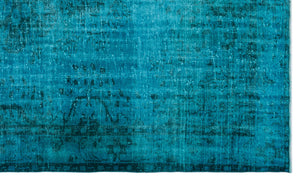 Turquoise  Over Dyed Vintage Rug 6'1'' x 10'3'' ft 186 x 313 cm