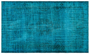 Turquoise  Over Dyed Vintage Rug 6'1'' x 10'3'' ft 186 x 313 cm
