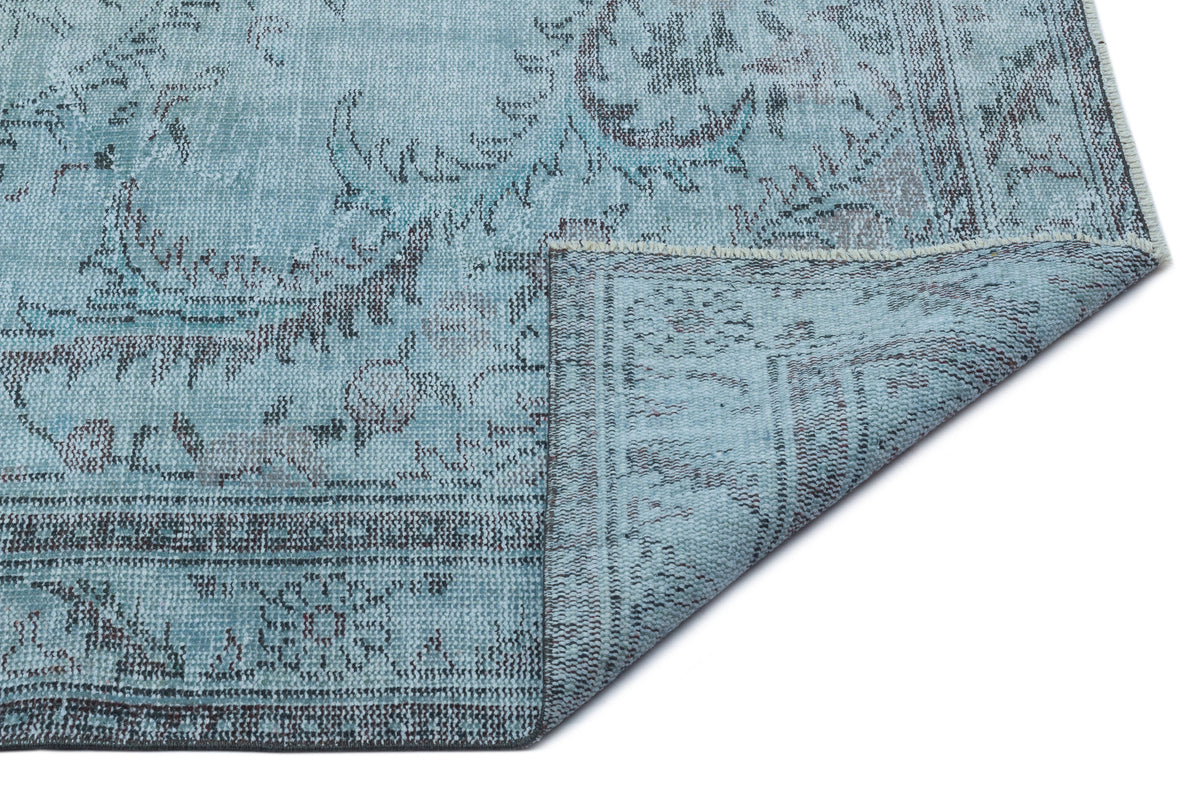 Blue Over Dyed Vintage Rug 5&#39;6&#39;&#39; x 9&#39;4&#39;&#39; ft 168 x 285 cm