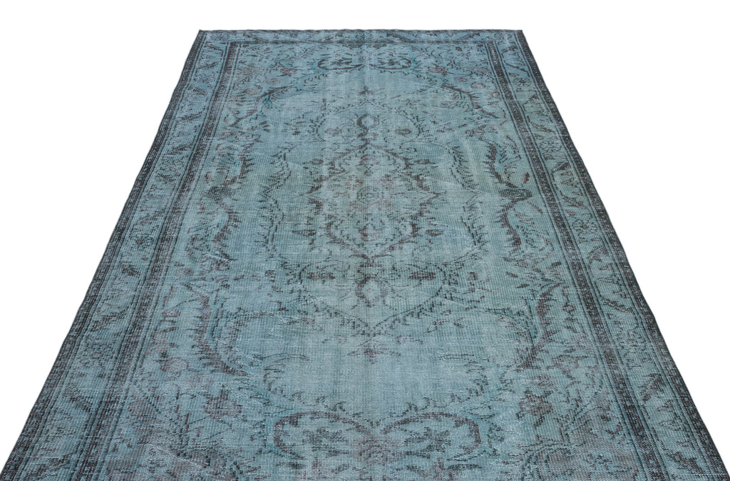 Blue Over Dyed Vintage Rug 5'6'' x 9'4'' ft 168 x 285 cm