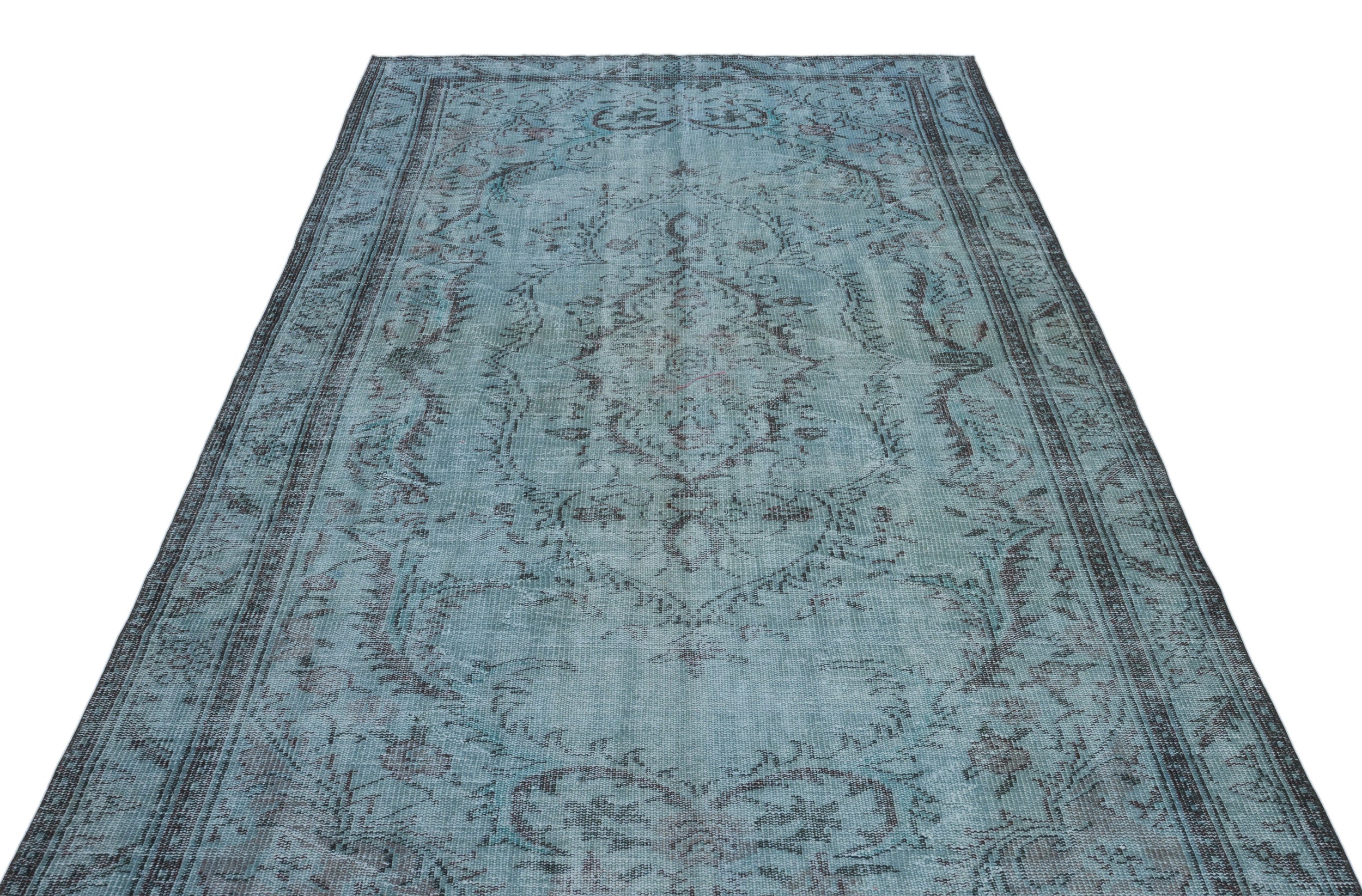 Blue Over Dyed Vintage Rug 5'6'' x 9'4'' ft 168 x 285 cm