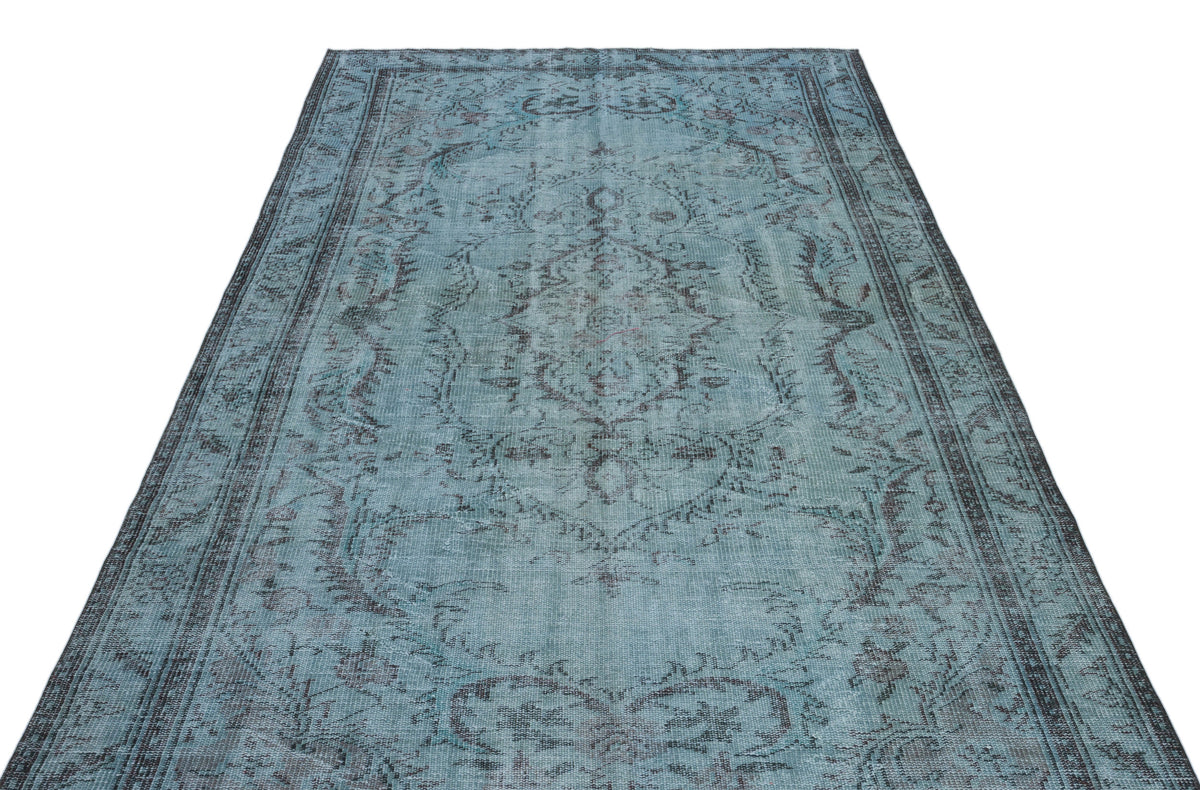 Blue Over Dyed Vintage Rug 5&#39;6&#39;&#39; x 9&#39;4&#39;&#39; ft 168 x 285 cm