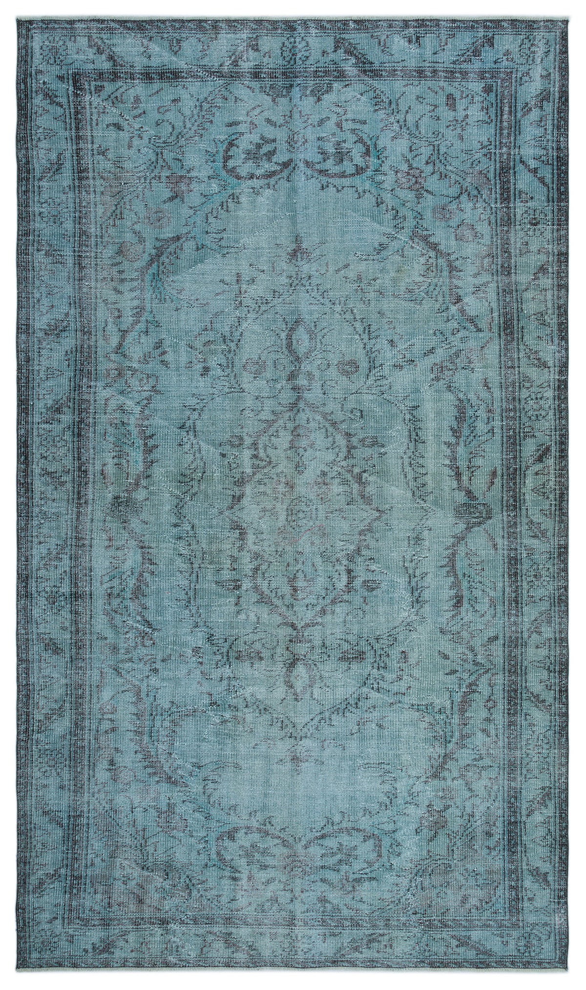 Blue Over Dyed Vintage Rug 5&#39;6&#39;&#39; x 9&#39;4&#39;&#39; ft 168 x 285 cm
