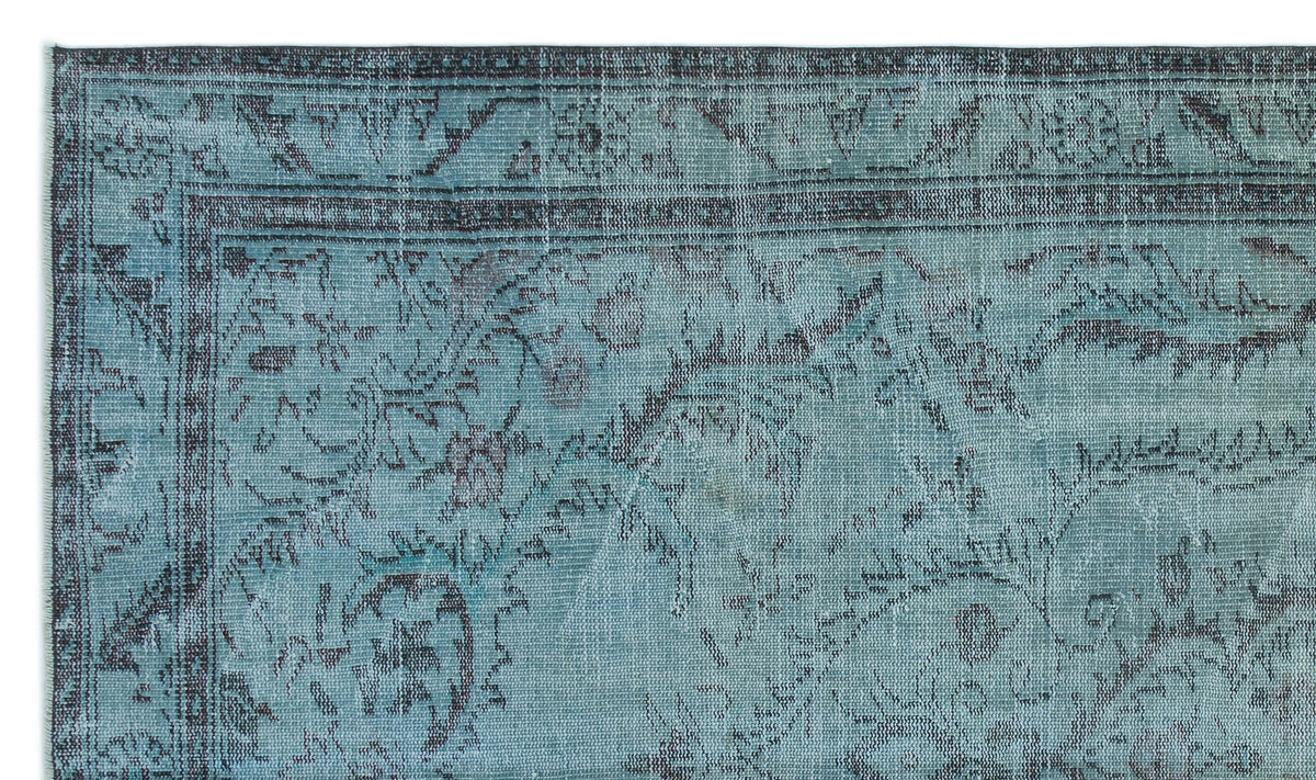 Blue Over Dyed Vintage Rug 5&#39;6&#39;&#39; x 9&#39;4&#39;&#39; ft 168 x 285 cm