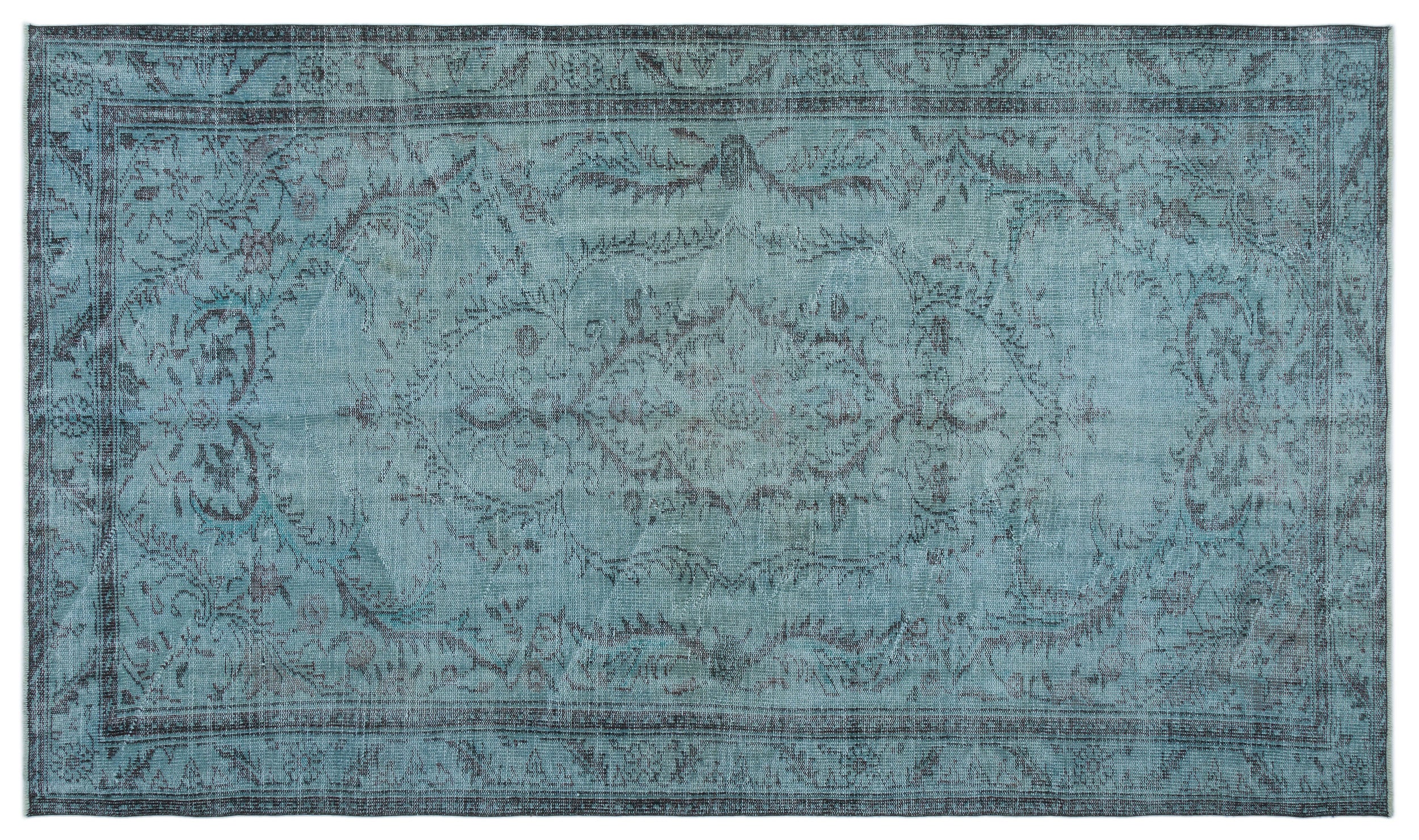 Blue Over Dyed Vintage Rug 5'6'' x 9'4'' ft 168 x 285 cm