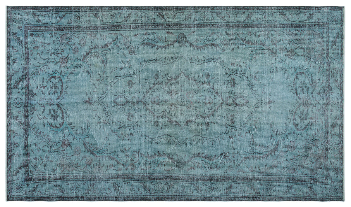 Blue Over Dyed Vintage Rug 5&#39;6&#39;&#39; x 9&#39;4&#39;&#39; ft 168 x 285 cm