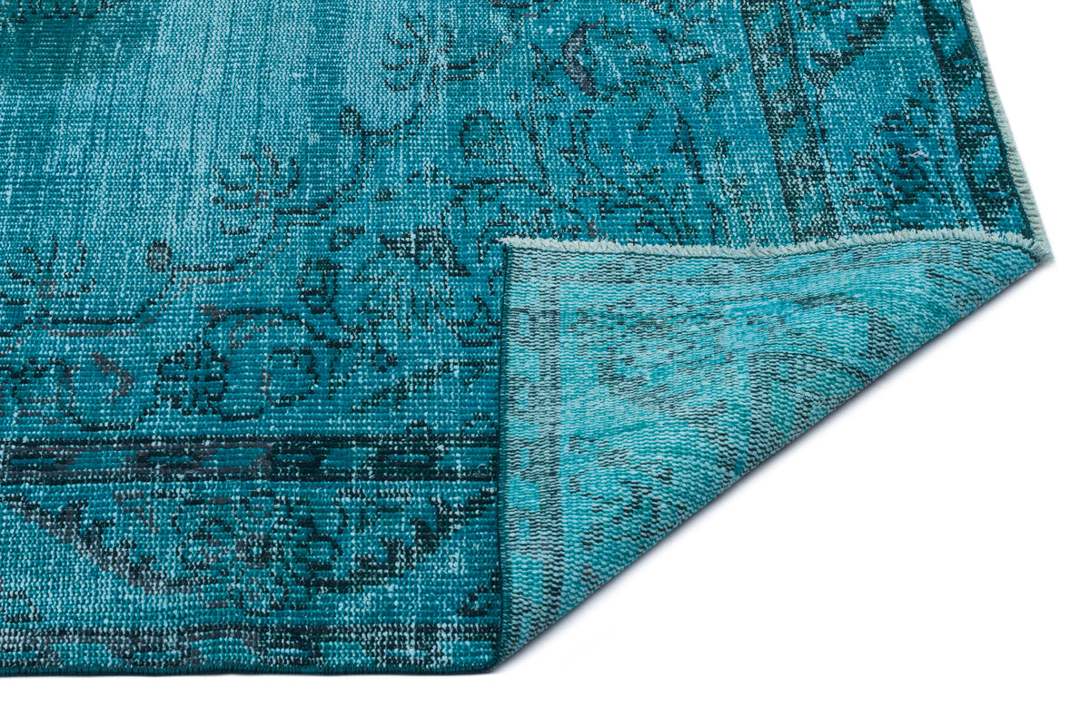 Turquoise  Over Dyed Vintage Rug 5&#39;10&#39;&#39; x 8&#39;7&#39;&#39; ft 179 x 261 cm