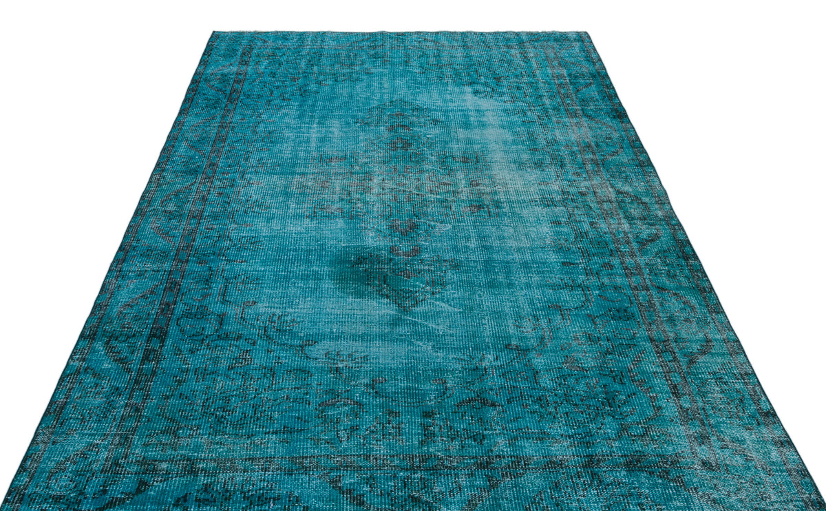 Turquoise  Over Dyed Vintage Rug 5&#39;10&#39;&#39; x 8&#39;7&#39;&#39; ft 179 x 261 cm