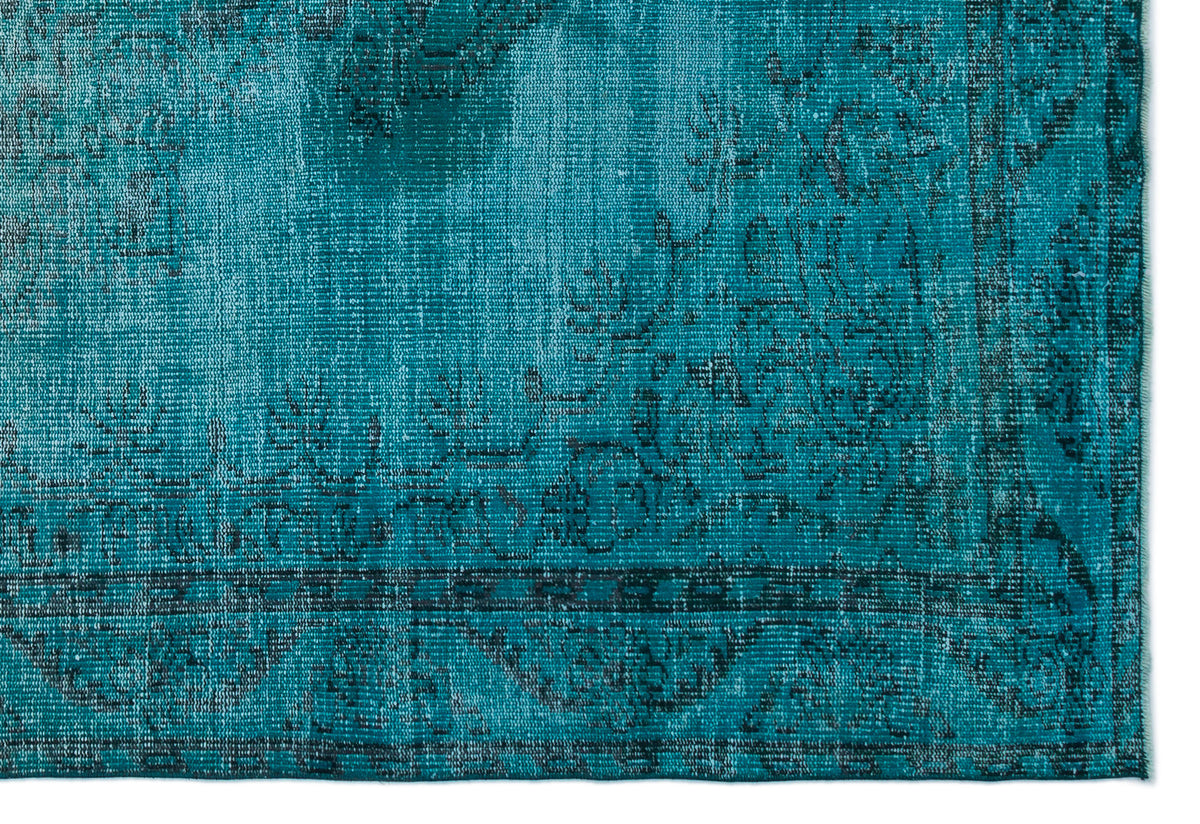 Turquoise  Over Dyed Vintage Rug 5&#39;10&#39;&#39; x 8&#39;7&#39;&#39; ft 179 x 261 cm