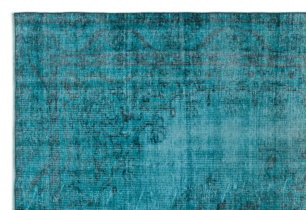 Turquoise  Over Dyed Vintage Rug 5&#39;10&#39;&#39; x 8&#39;7&#39;&#39; ft 179 x 261 cm