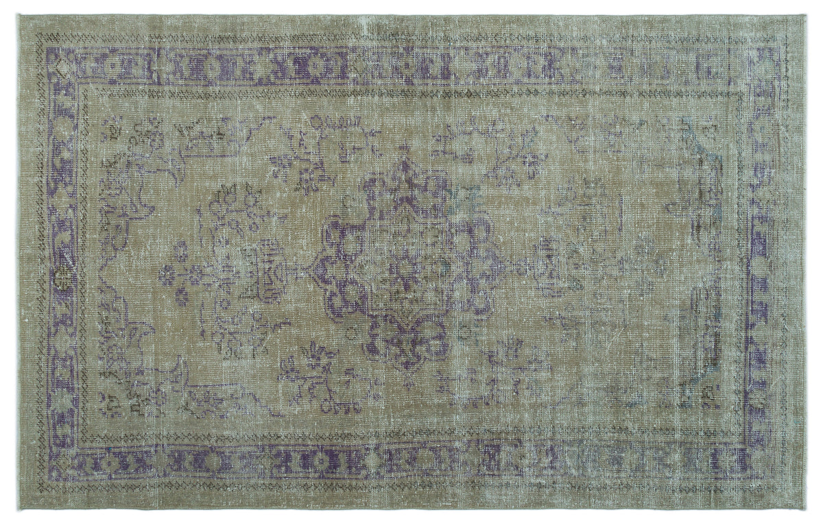 Beige Over Dyed Vintage Rug 5&#39;3&#39;&#39; x 8&#39;5&#39;&#39; ft 160 x 256 cm