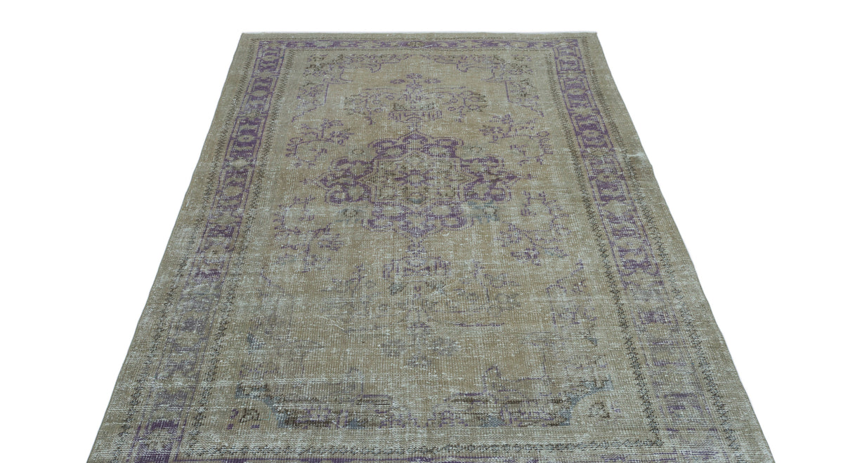 Beige Over Dyed Vintage Rug 5&#39;3&#39;&#39; x 8&#39;5&#39;&#39; ft 160 x 256 cm