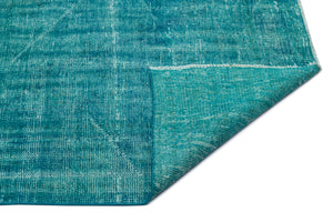 Turquoise  Over Dyed Vintage Rug 6'2'' x 9'9'' ft 187 x 298 cm