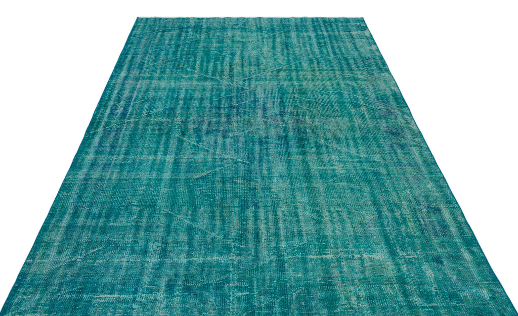 Turquoise  Over Dyed Vintage Rug 6'2'' x 9'9'' ft 187 x 298 cm