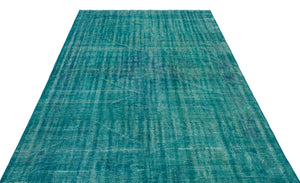 Turquoise  Over Dyed Vintage Rug 6'2'' x 9'9'' ft 187 x 298 cm