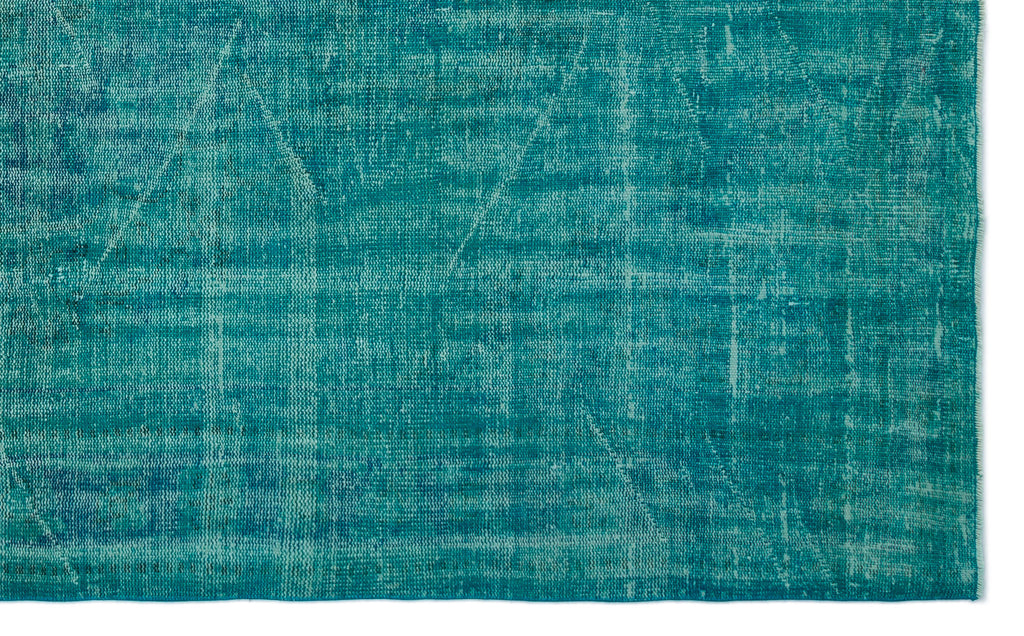 Turquoise  Over Dyed Vintage Rug 6'2'' x 9'9'' ft 187 x 298 cm