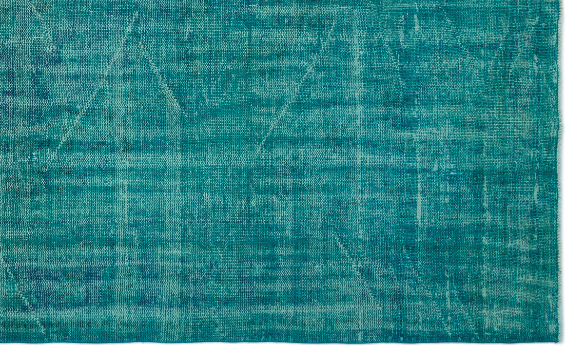 Turquoise  Over Dyed Vintage Rug 6&#39;2&#39;&#39; x 9&#39;9&#39;&#39; ft 187 x 298 cm