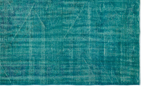 Turquoise  Over Dyed Vintage Rug 6'2'' x 9'9'' ft 187 x 298 cm