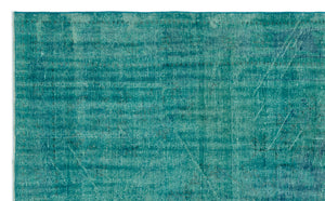 Turquoise  Over Dyed Vintage Rug 6'2'' x 9'9'' ft 187 x 298 cm