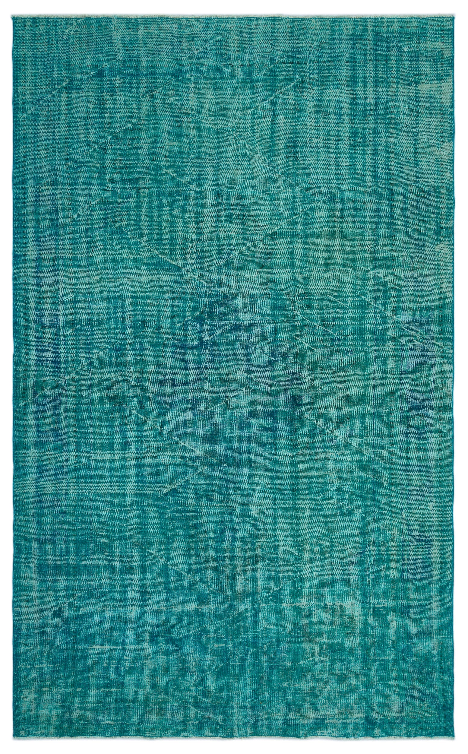Turquoise  Over Dyed Vintage Rug 6'2'' x 9'9'' ft 187 x 298 cm