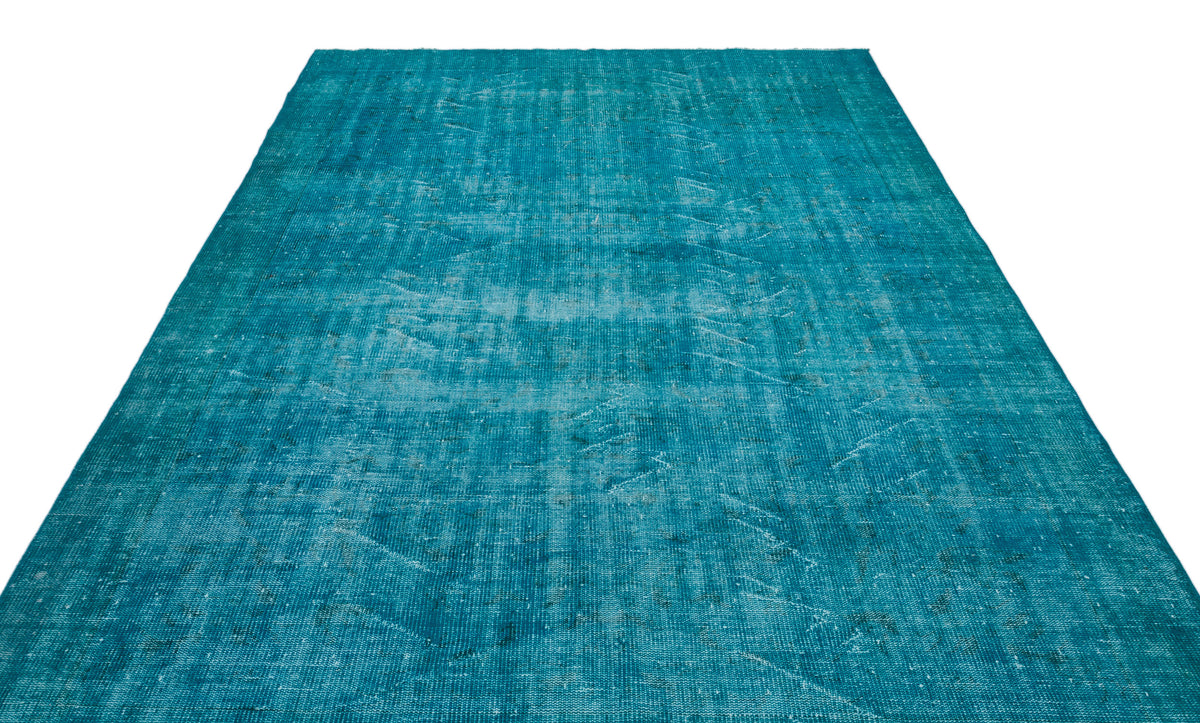 Turquoise  Over Dyed Vintage Rug 7'2'' x 10'2'' ft 218 x 310 cm