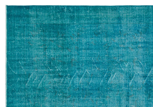 Turquoise  Over Dyed Vintage Rug 7'2'' x 10'2'' ft 218 x 310 cm