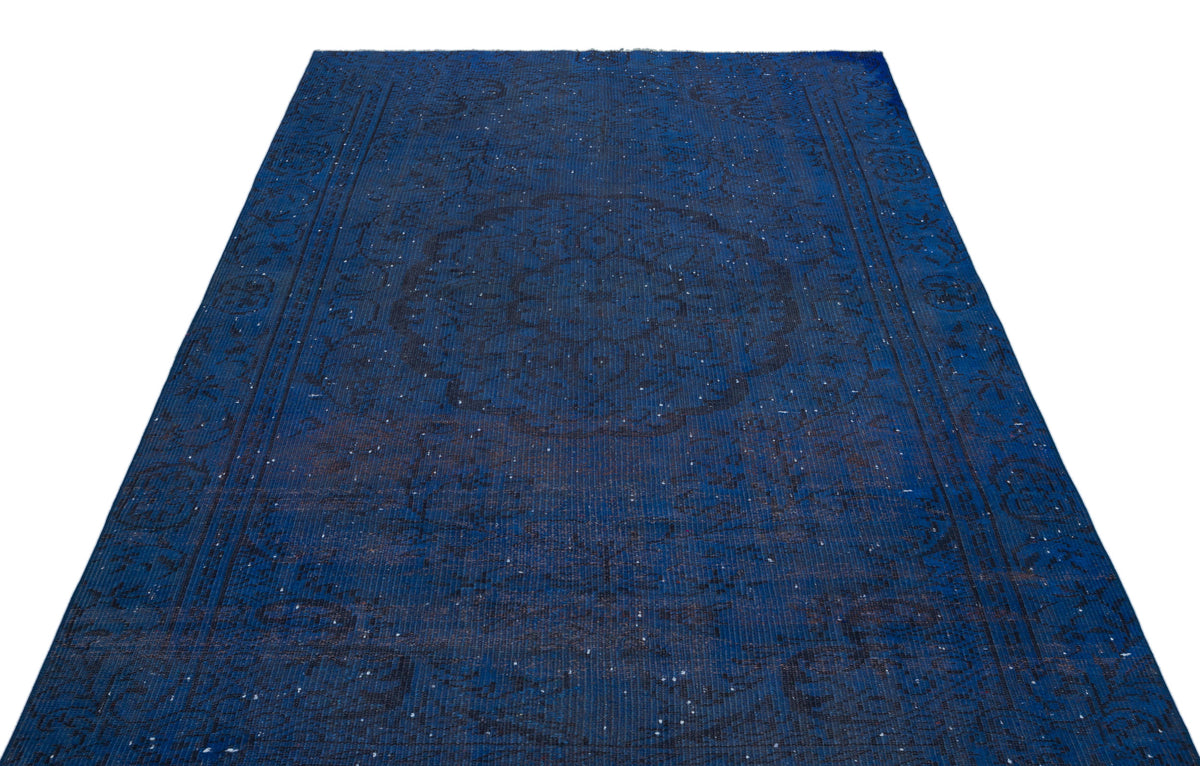 Blue Over Dyed Vintage Rug 5&#39;6&#39;&#39; x 8&#39;8&#39;&#39; ft 168 x 263 cm