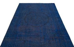 Blue Over Dyed Vintage Rug 5'6'' x 8'8'' ft 168 x 263 cm