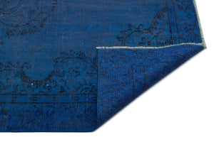 Blue Over Dyed Vintage Rug 5'3'' x 8'4'' ft 160 x 255 cm
