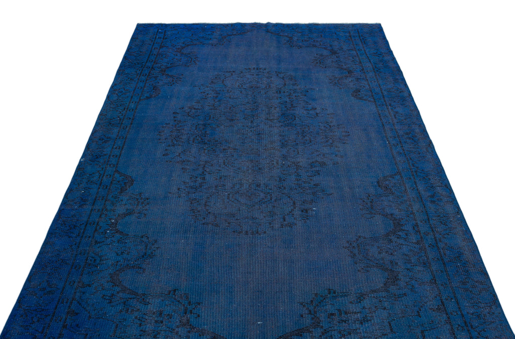 Blue Over Dyed Vintage Rug 5'3'' x 8'4'' ft 160 x 255 cm
