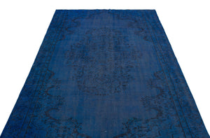 Blue Over Dyed Vintage Rug 5'3'' x 8'4'' ft 160 x 255 cm