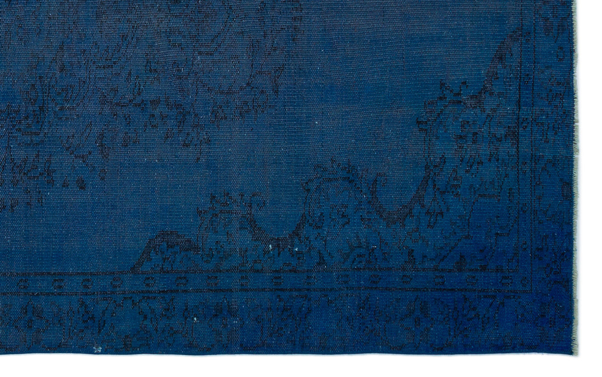 Blue Over Dyed Vintage Rug 5&#39;3&#39;&#39; x 8&#39;4&#39;&#39; ft 160 x 255 cm