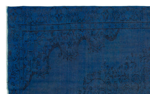 Blue Over Dyed Vintage Rug 5'3'' x 8'4'' ft 160 x 255 cm