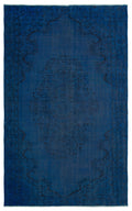 Blue Over Dyed Vintage Rug 5'3'' x 8'4'' ft 160 x 255 cm