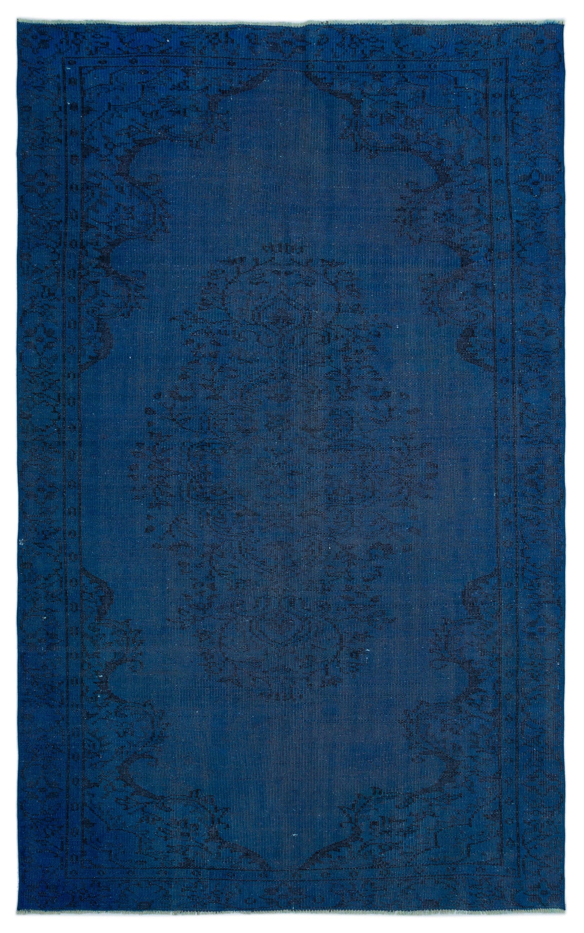 Blue Over Dyed Vintage Rug 5&#39;3&#39;&#39; x 8&#39;4&#39;&#39; ft 160 x 255 cm