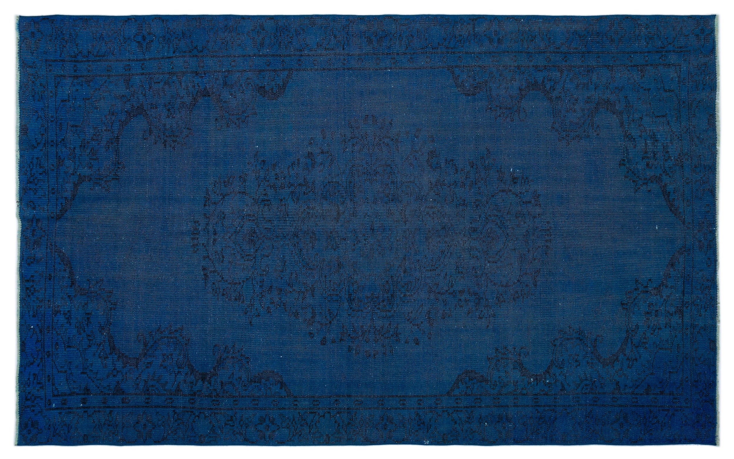 Blue Over Dyed Vintage Rug 5'3'' x 8'4'' ft 160 x 255 cm