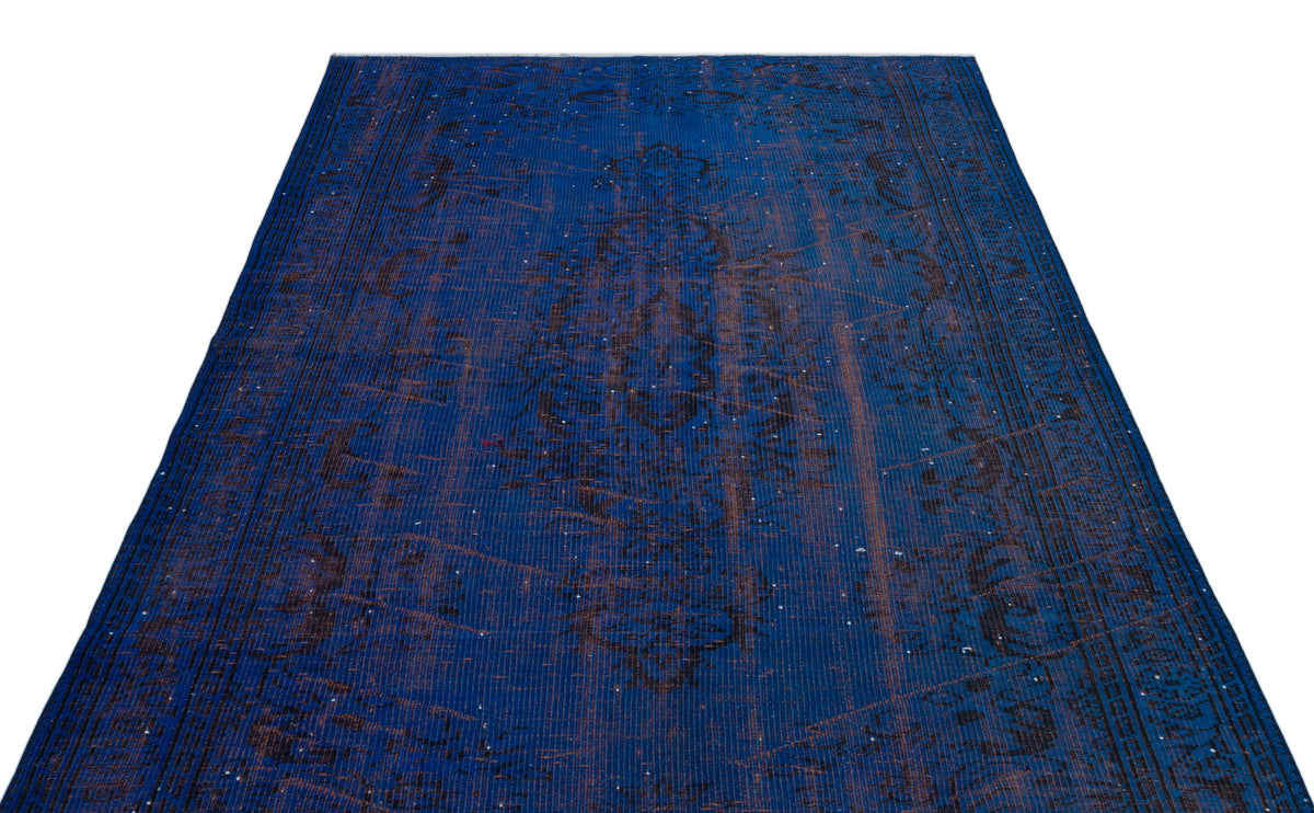 Blue Over Dyed Vintage Rug 5&#39;5&#39;&#39; x 8&#39;11&#39;&#39; ft 166 x 272 cm