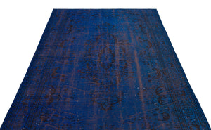 Blue Over Dyed Vintage Rug 5'5'' x 8'11'' ft 166 x 272 cm